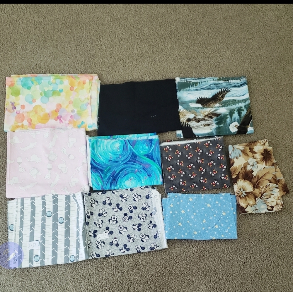 Lot Of 10 Scraps Cotton Fabric For Sewing Crafts Quilting Different Size  Patter